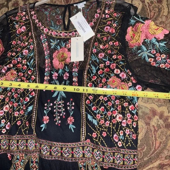 Sundance Black Floral Embroidered Midi Dress - Picture 3 of 9
